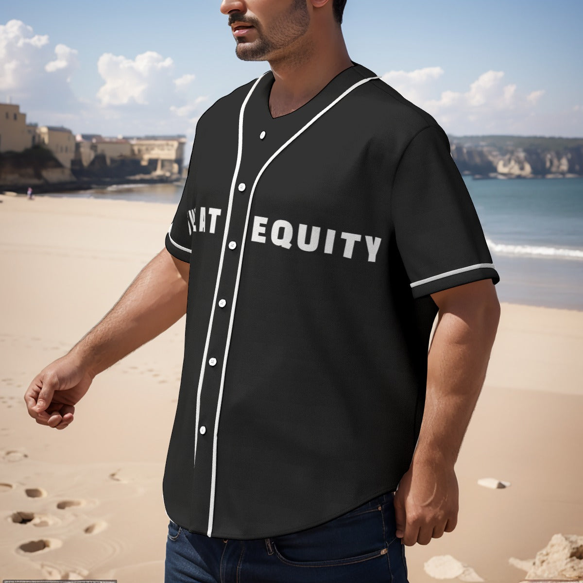 All-Over Print Men's Short Sleeve Baseball Jersey With Pinstripes