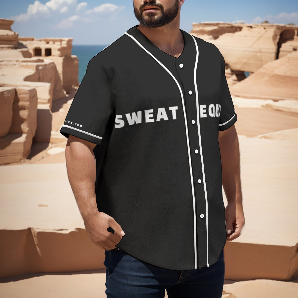All-Over Print Men's Short Sleeve Baseball Jersey With Pinstripes